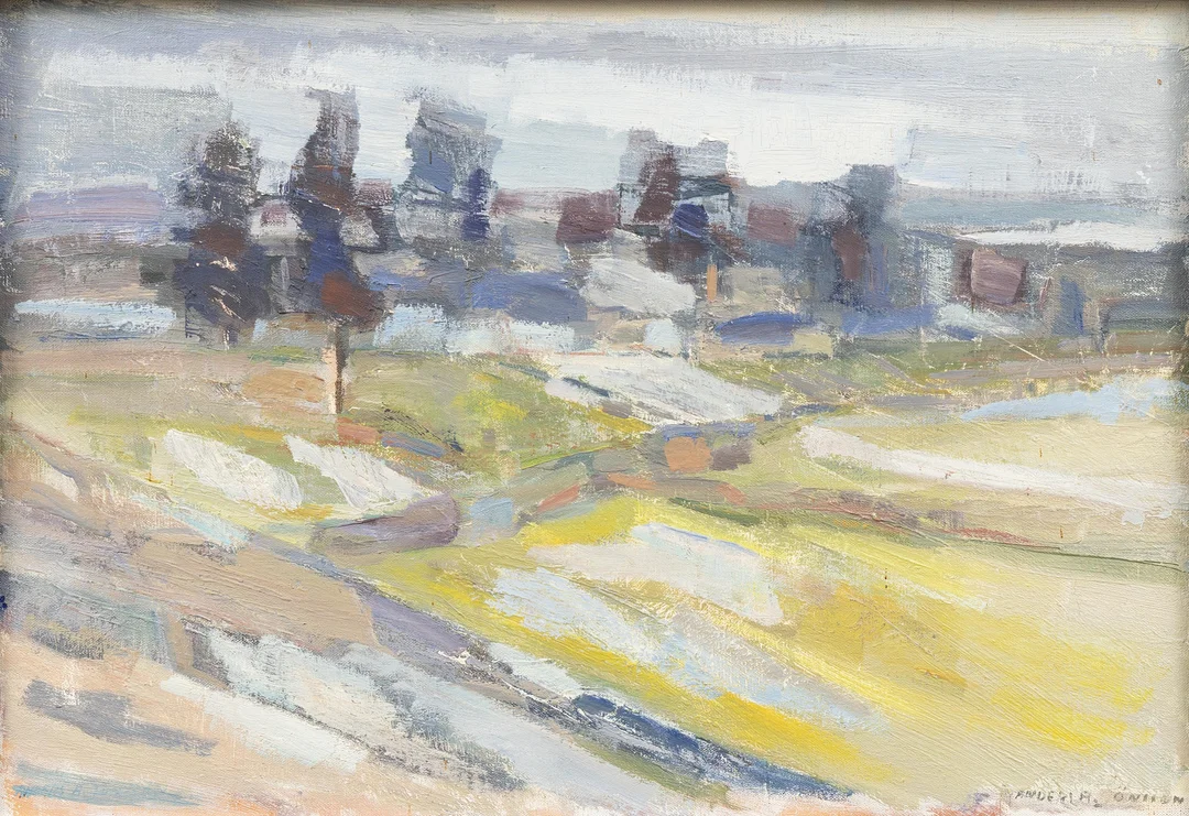 ANDERS ANTON JÖNSSON (1907-2002). "Vinter vid Krokås, Blekinge, olja på duk, signerad. — Paintings — Garpenhus Auktioner