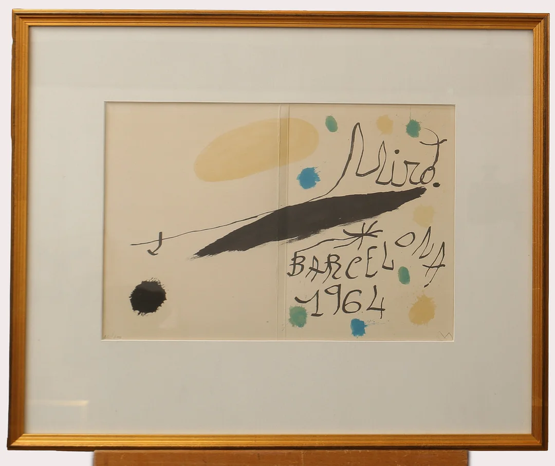 JOAN MIRÓ. , efter, färglitografi, ur "OBRA INÈDITA RECENT". Barcelona 1964, tryckt på Guarro papper. Numrerad 26/100. Monogramsignerad i blyerts. — Engravings & Prints — Limhamns Auktionsbyrå