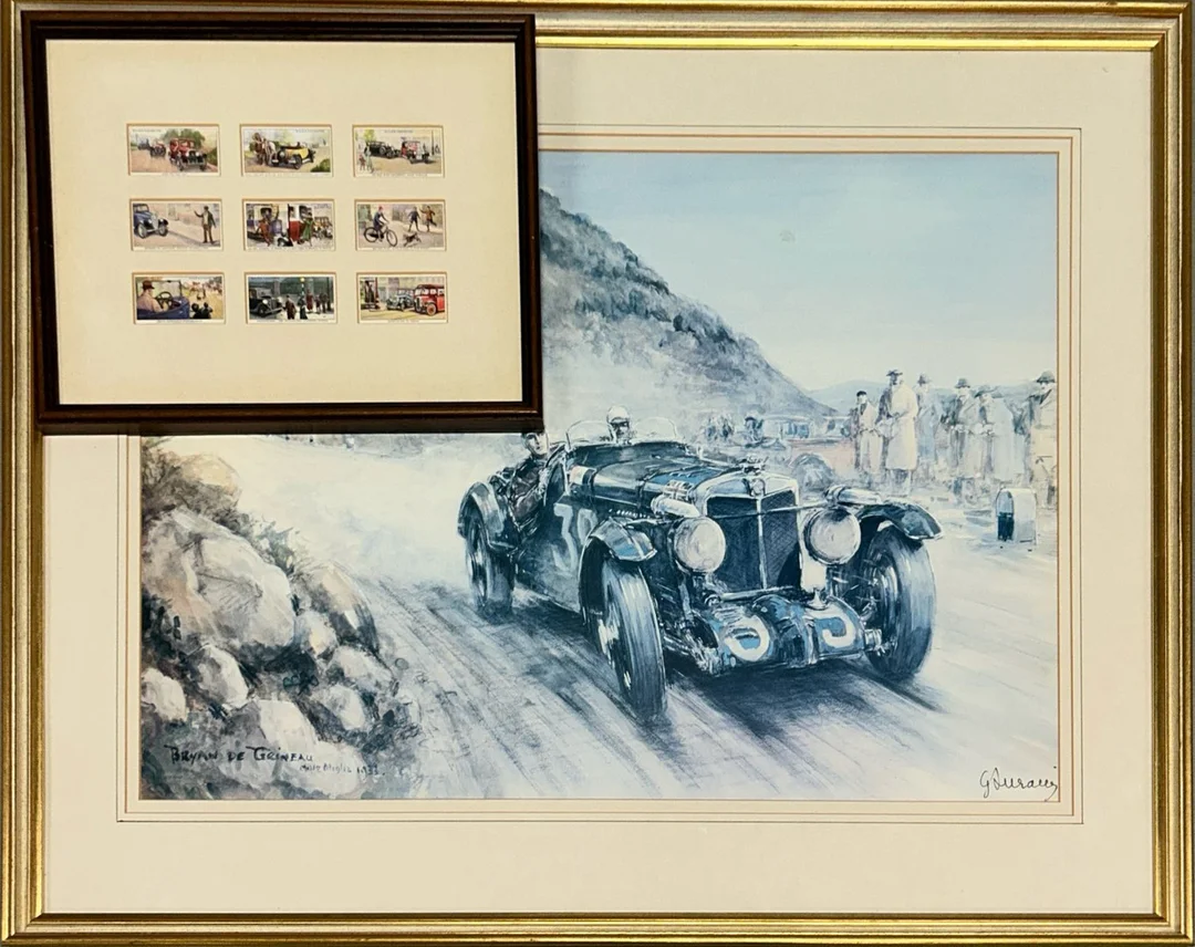FRAMED RACING CAR PRINT ETC. — Engravings & Prints — Chalkwell Auctions