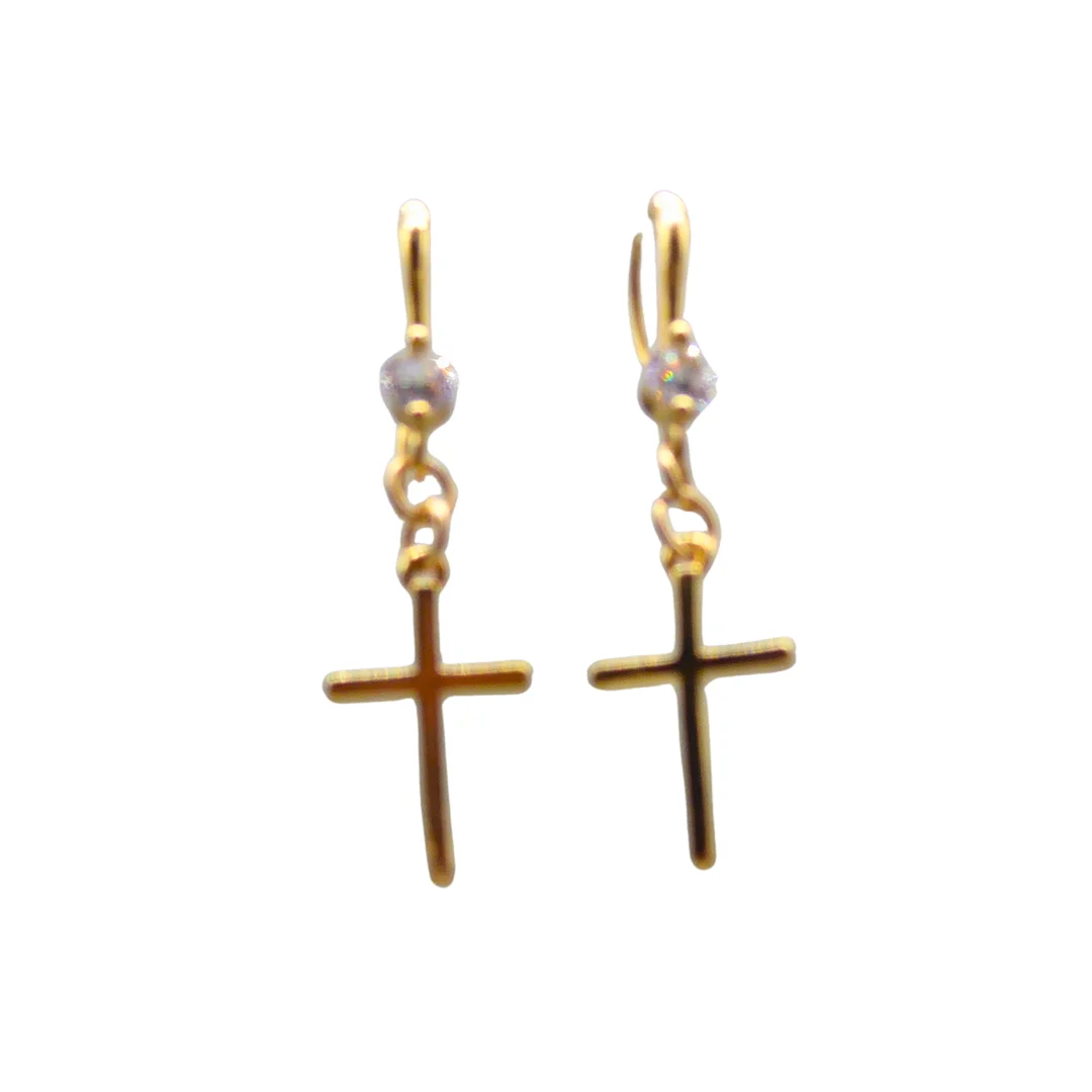 HÄNGEOHRRINGE MIT EINEM KREUZ. — Earrings — Auktionshaus Stuber's Hammerschlag