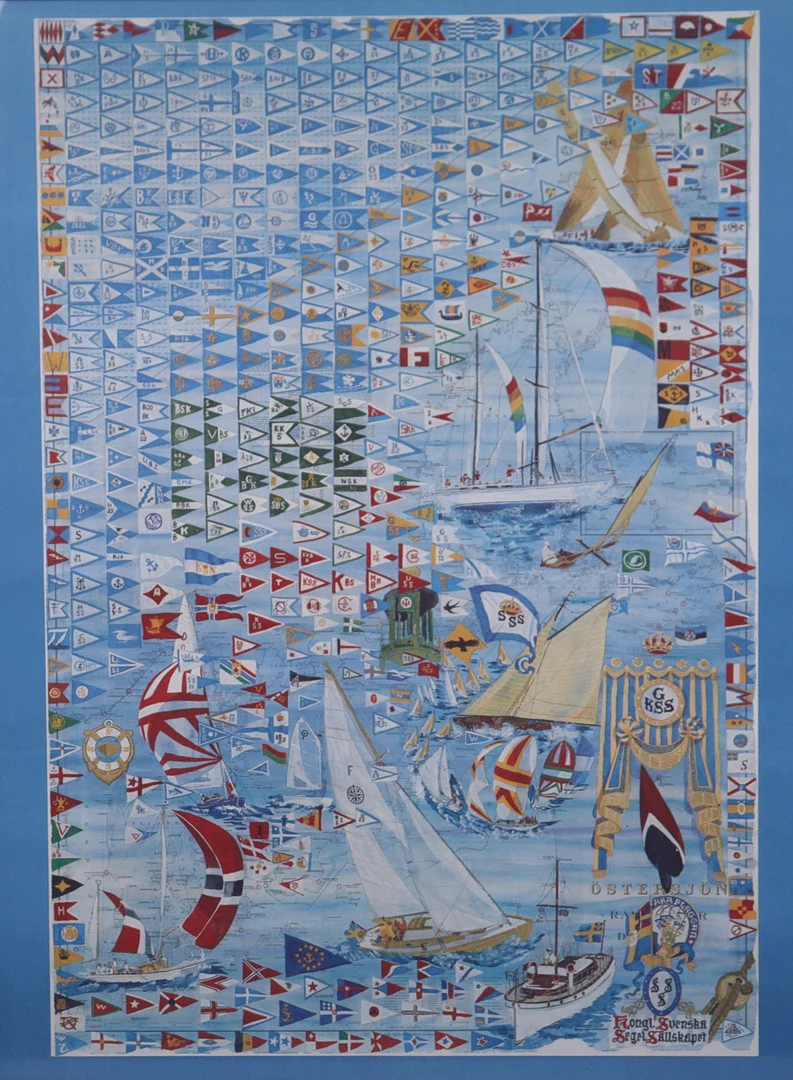 POSTER, C M Ström, klubbstandertar för segelsällskap. — Technica & Nautica — Markus Auktioner