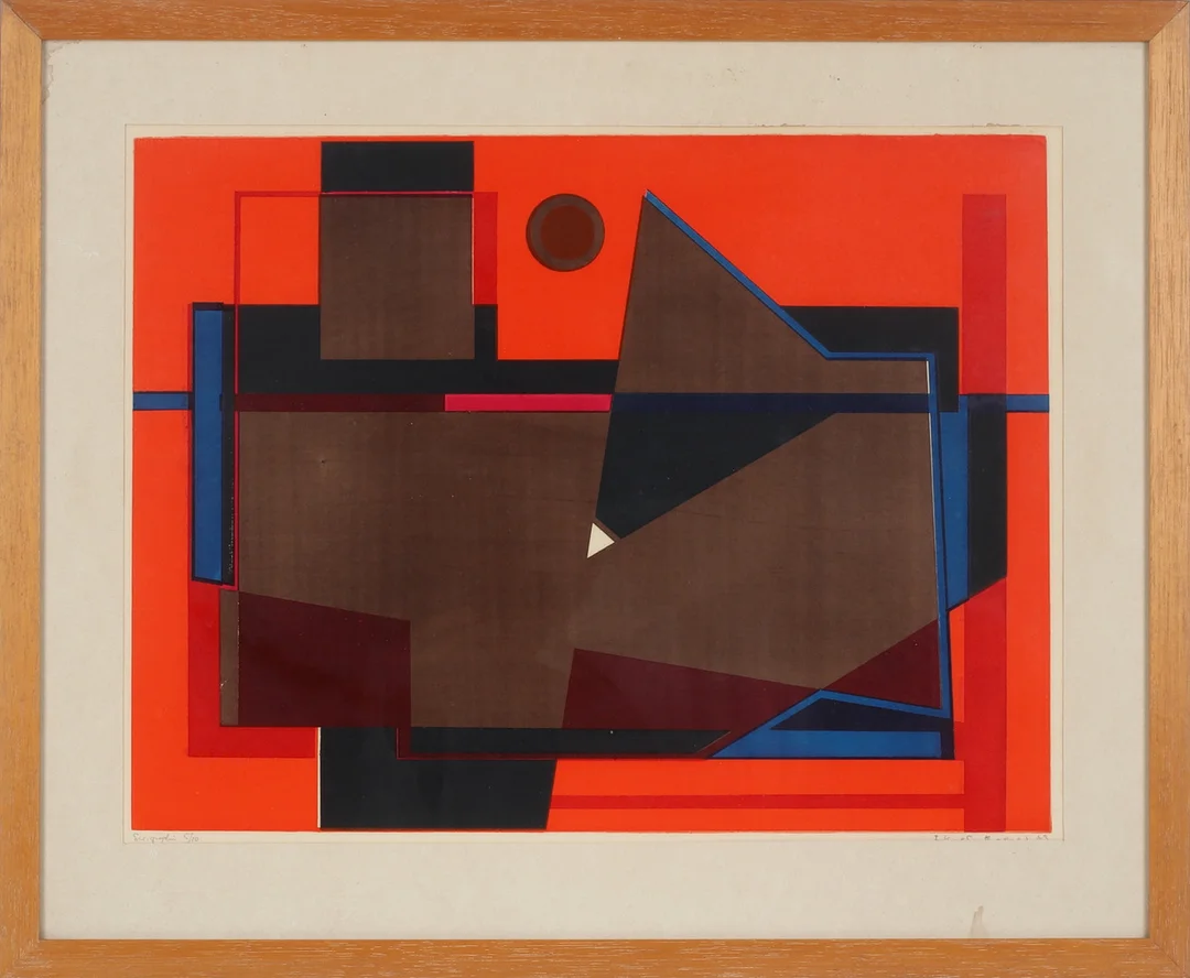 FRITHJOF SMITH HALD. Komposition, seriegrafi, signerad och numrerad 5/10, daterad -67. — Engravings & Prints — Stadsauktion Sundsvall