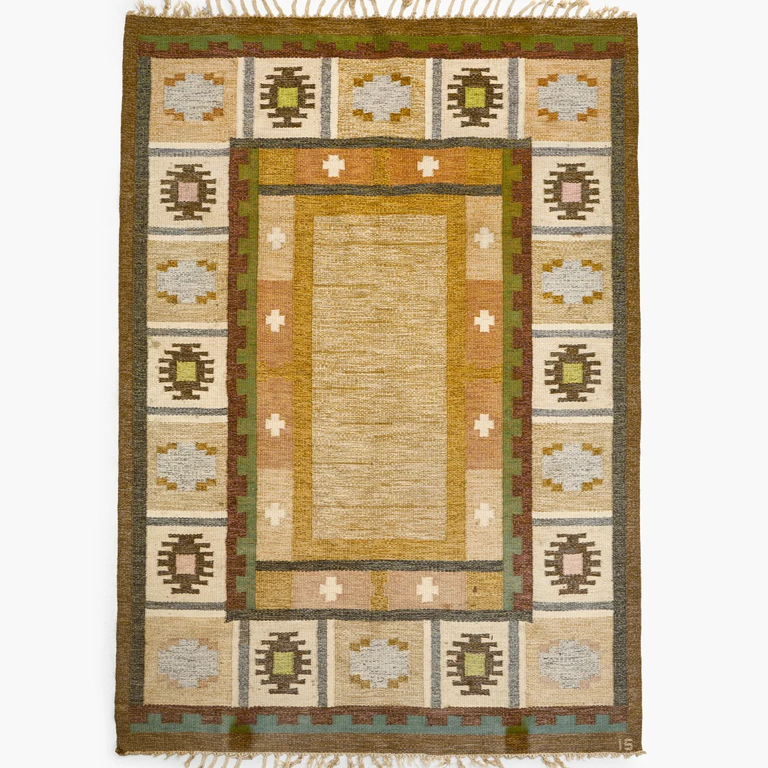 INGEGERD SILOW. Matta, röllakan, "Båstad", 237 x 166 cm. — Carpets — Crafoord Auktioner Stockholm