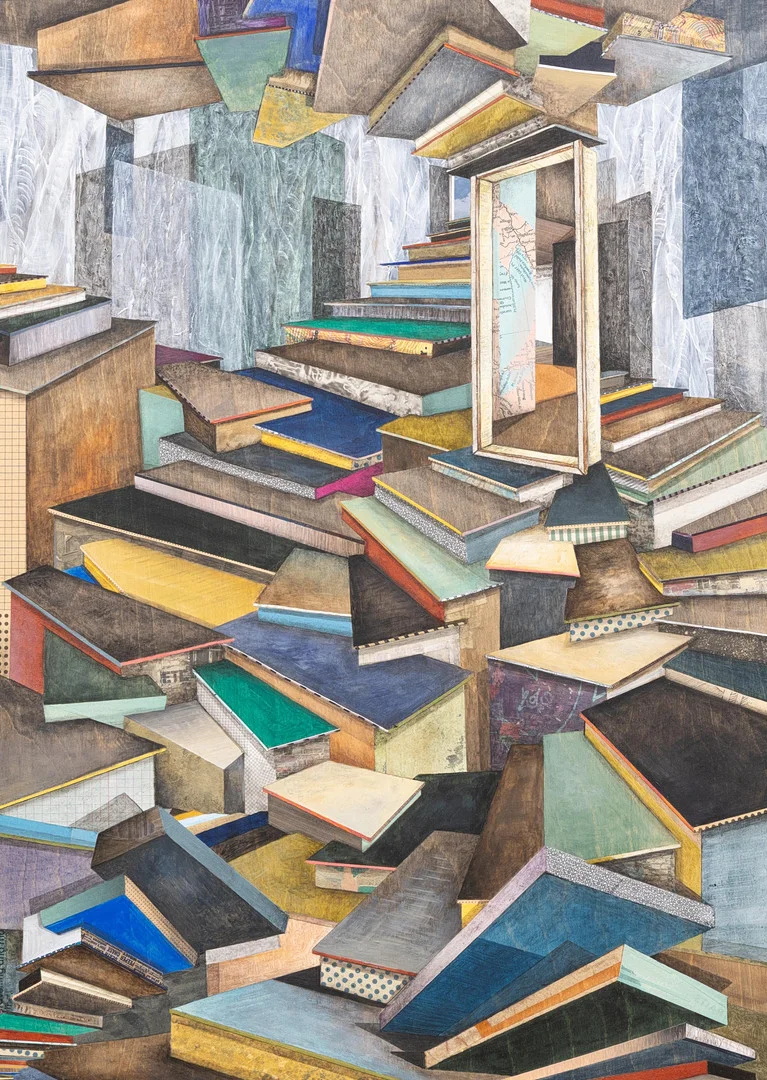 MARIA ENGHOLM (DANMARK FÖDD 1976). "Finding your way", mixed media på pannå, signerad och daterad 2019. — Paintings — Garpenhus Auktioner