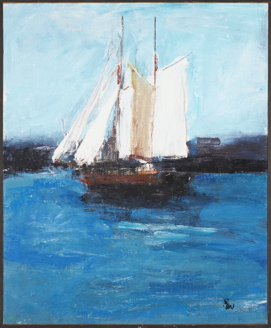 JAN WIBERG MARIN. Skuta, olja på duk, monogramsignerad. — Paintings — Stockholms Auktionsverk Sickla