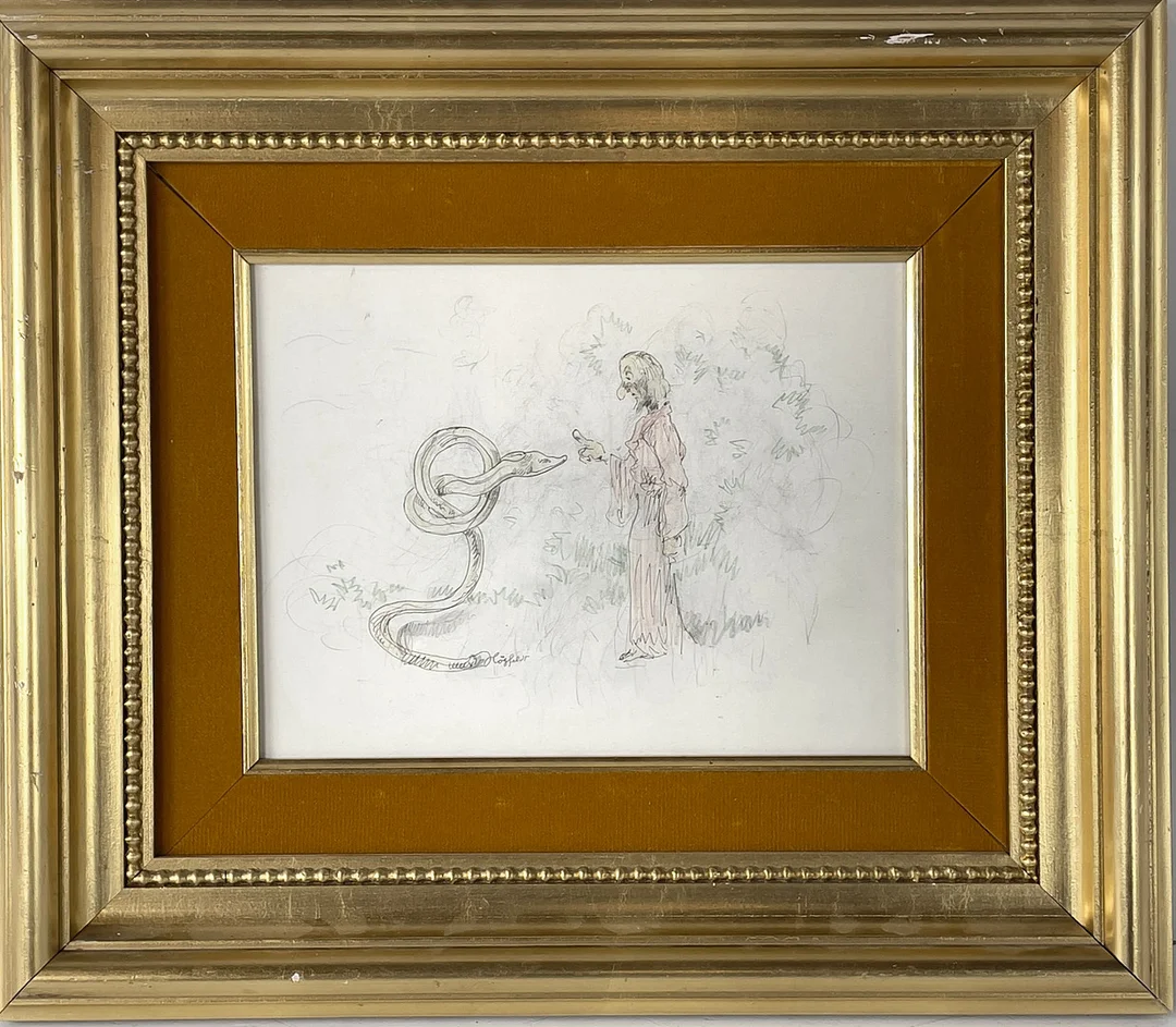 ROBERT HÖGFELDT. "Ormtjusaren", teckning, signerad Högfeldt. — Drawings — Roslagens Auktionsverk