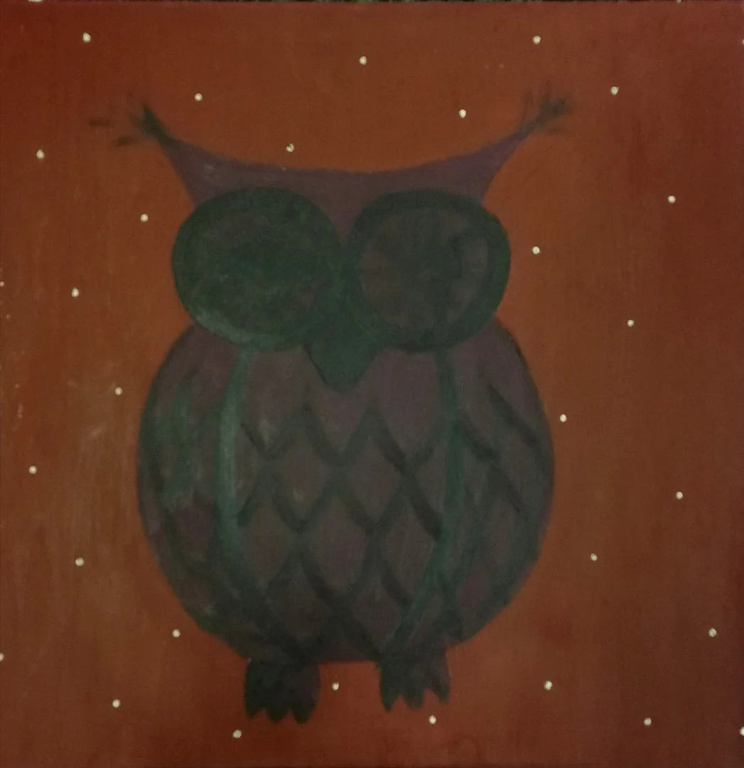 CONTEMPORARY OIL PAINTING OF AN OWL IN A STARRY SKY. — Paintings — Acreman St Auctioneers & Valuers