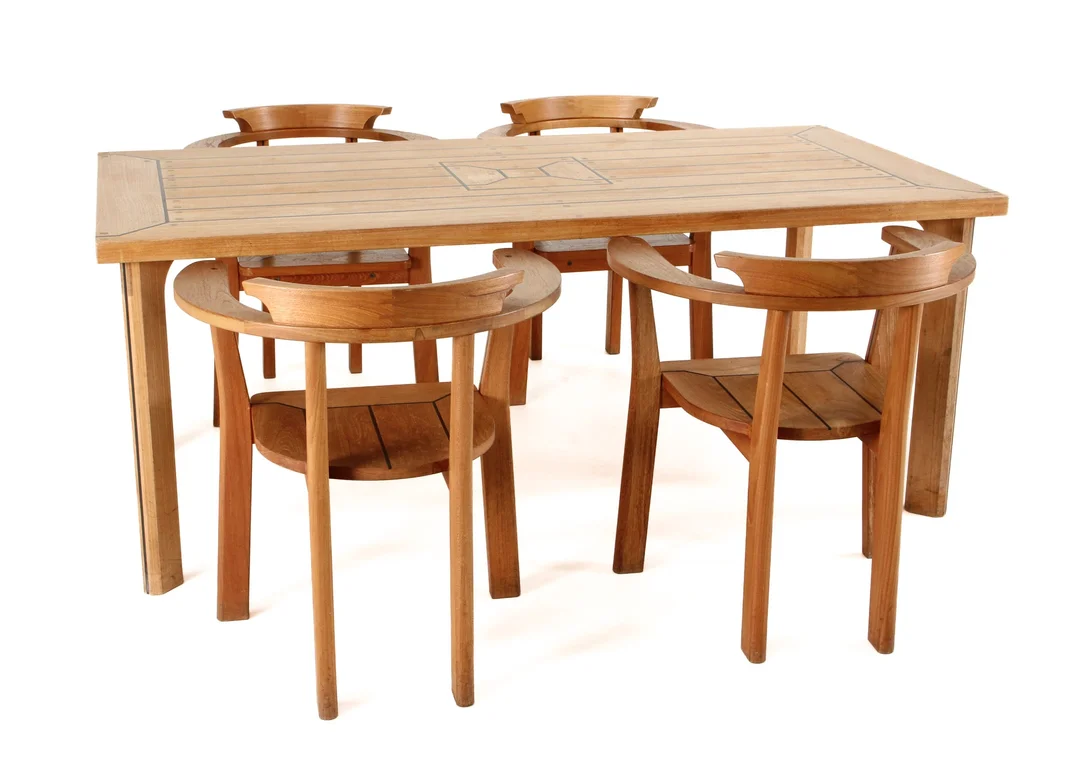 Trip Trap. Dining table with four armchairs, solid teak, model — Furniture/Dining tables, dining room furniture — Lauritz