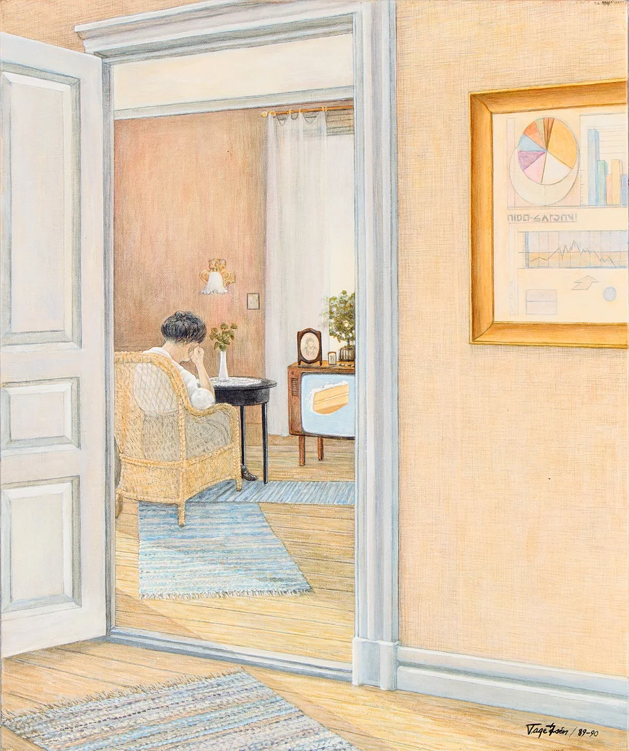 TAGE ÅSÉN (FÖDD 1943). Interiör. — Paintings — Uppsala Auktionskammare