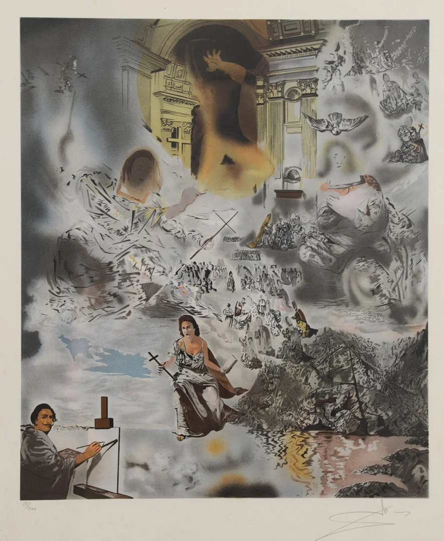 SALVADOR DALÍ. "Il Concilio Ecumento", färglitografi, signerad samt numrerad 131/300. — Engravings & Prints — Formstad Auktioner