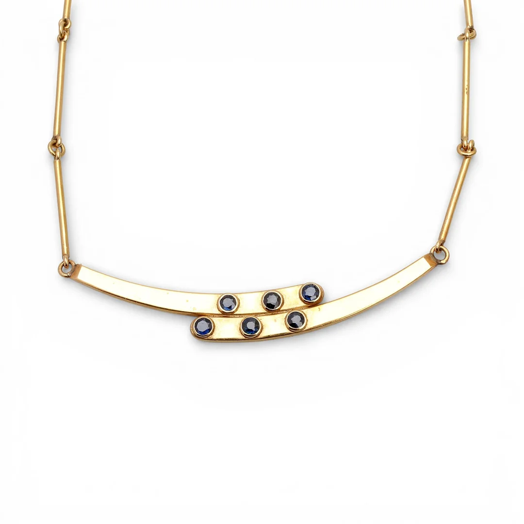 Gold and sapphires articulated choker. — Necklace — Balclis
