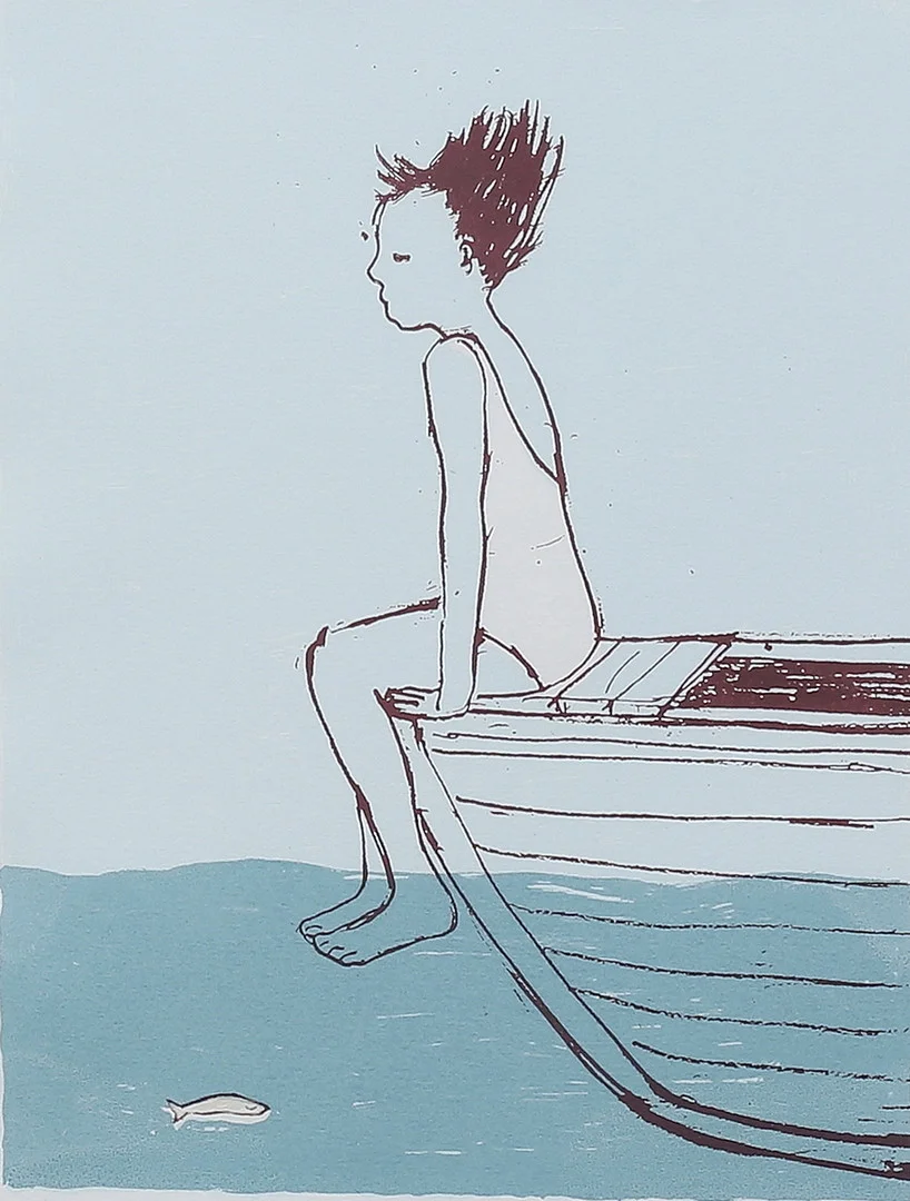BRITT HILLBOM. Grafik, "Båttur", signerad och numrerad 77/ 180. — Engravings & Prints — Auktionshuset Thelin & Johansson
