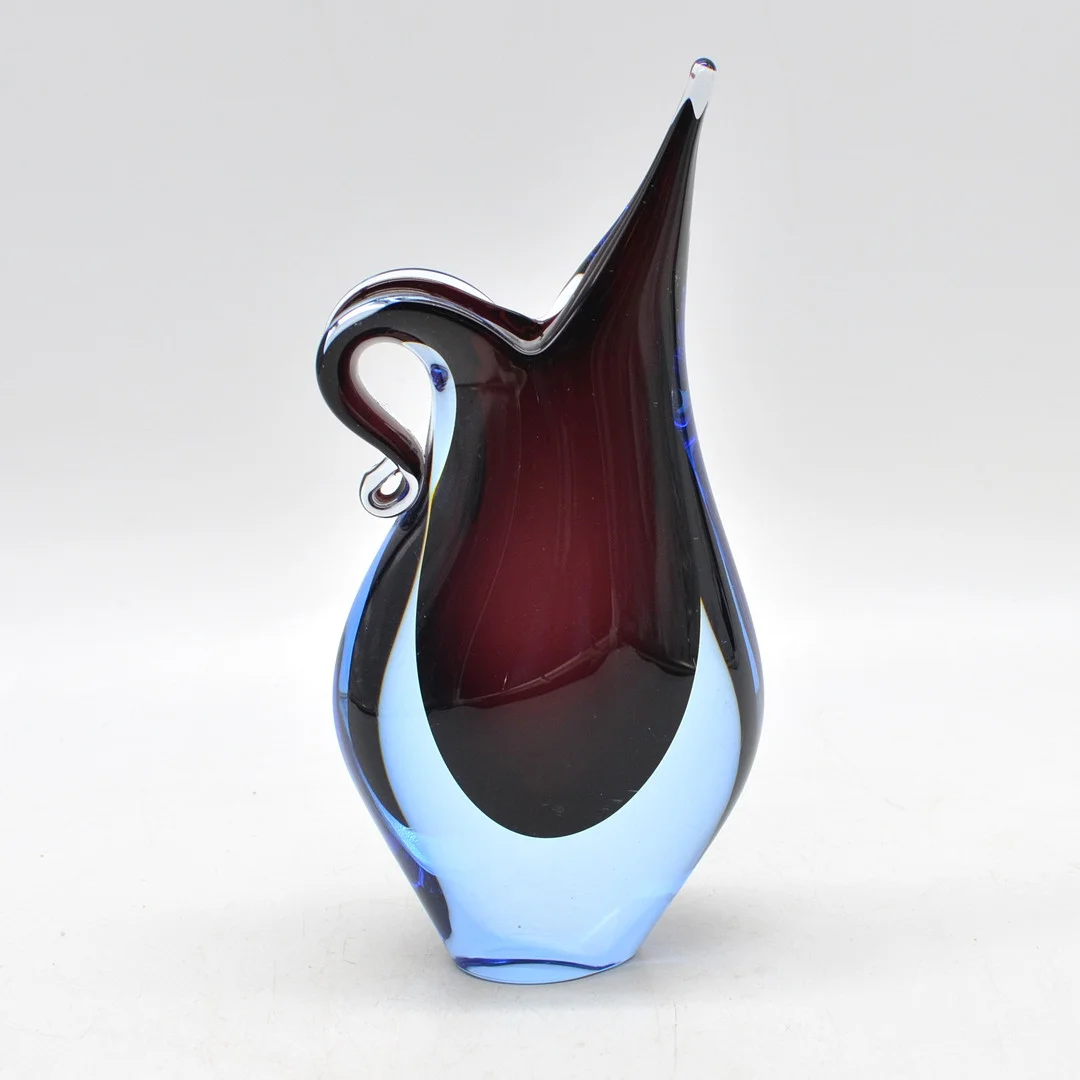 FLAVIO POLI. MURANO DESIGNERVASE, STUDIOGLAS, SOMMERSO, ITALIEN, UM 1950. — Art glass — Kunst- und Auktionshaus Kleinhenz