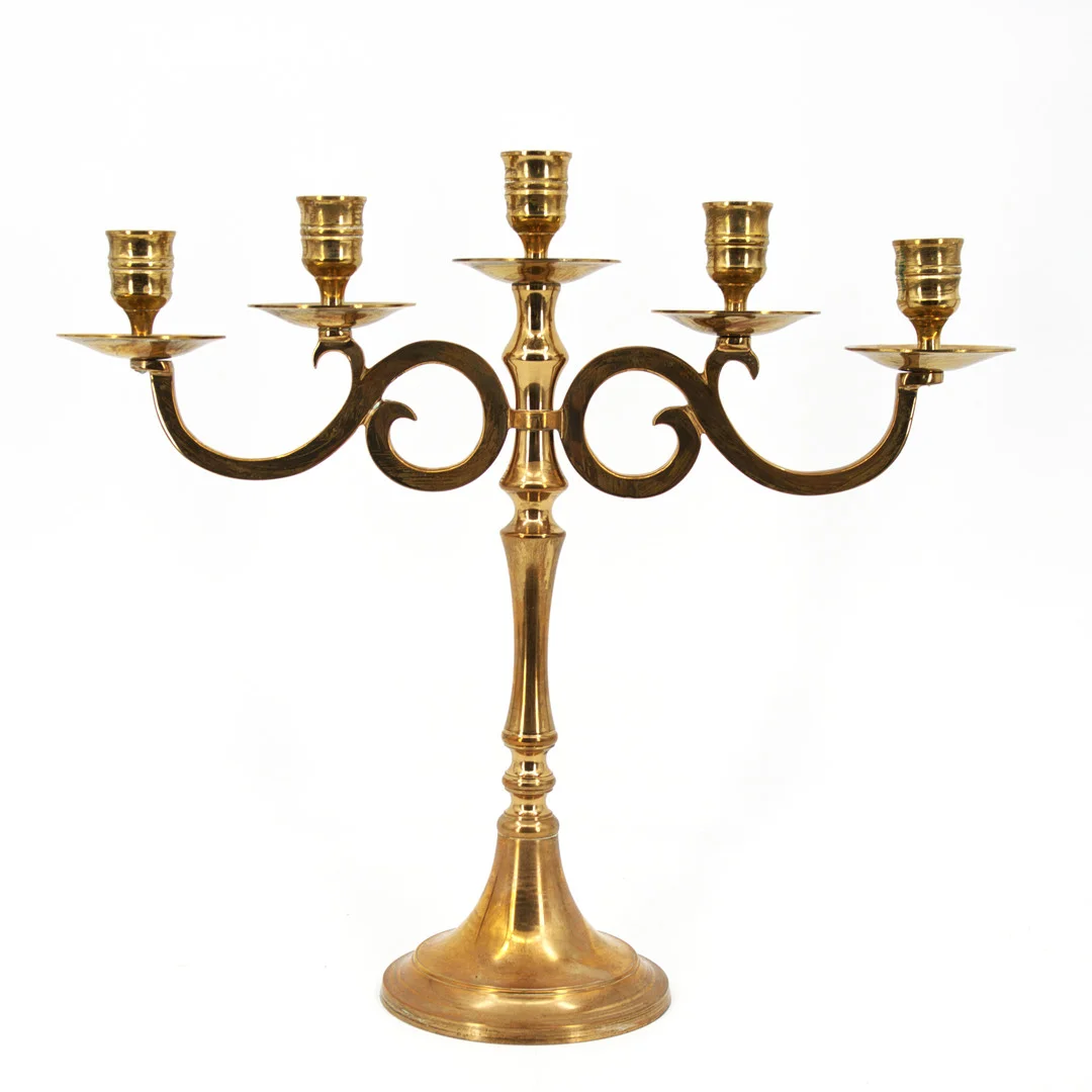 KANDELABER, 5 ljushållare, malm, Erik Jonssons Gelbgjuteri, 1900-tal. — Candlesticks — Höganäs Auktionsverk