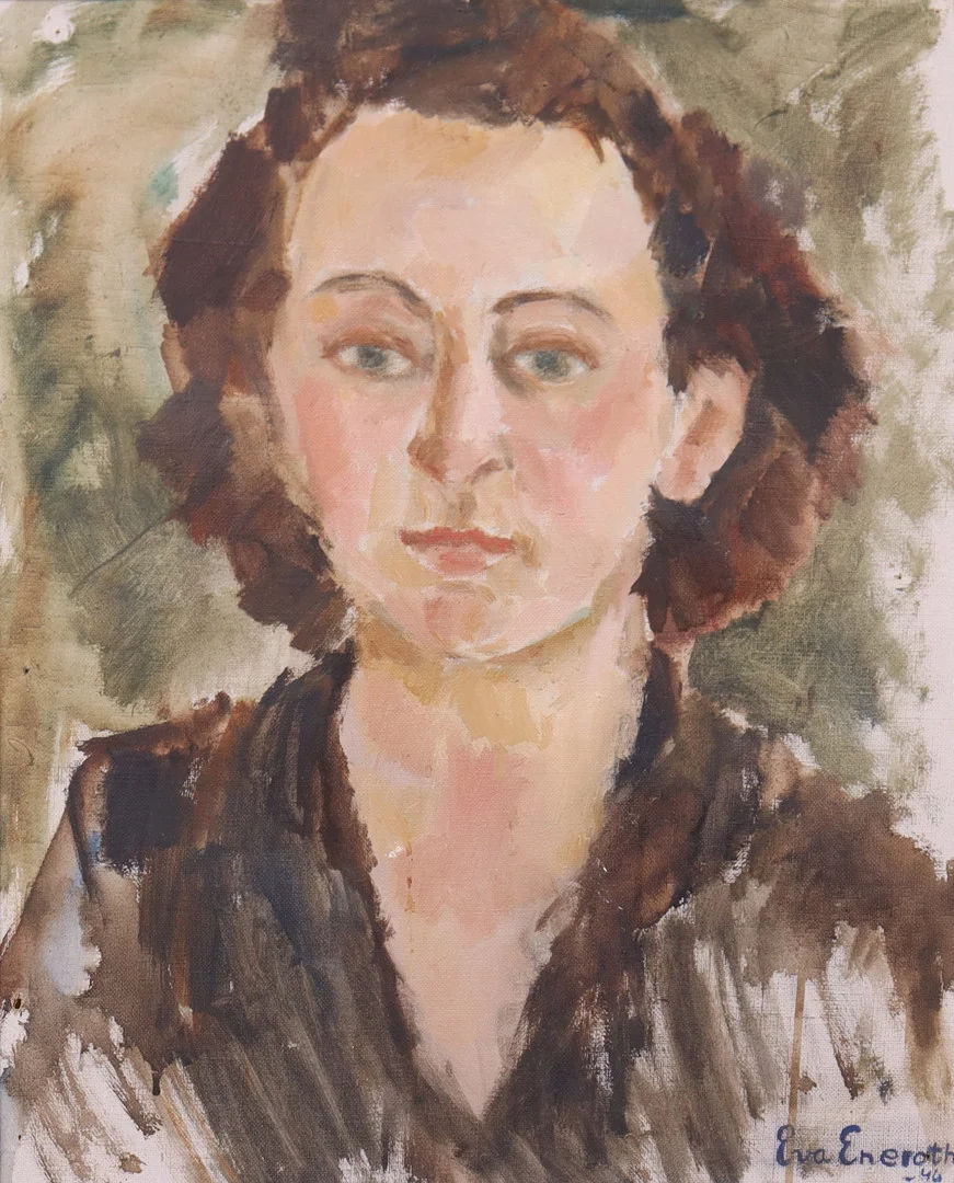 EVA ENEROTH (1915-2008). olja på duk, troligt självporträtt. — Paintings — Markus Auktioner