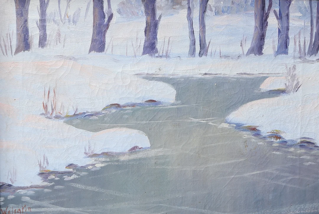 OIDENTIFIERAD KONSTNÄR. olja på duk, signerad Walentin, daterad 39. — Paintings — Gomér & Andersson Linköping