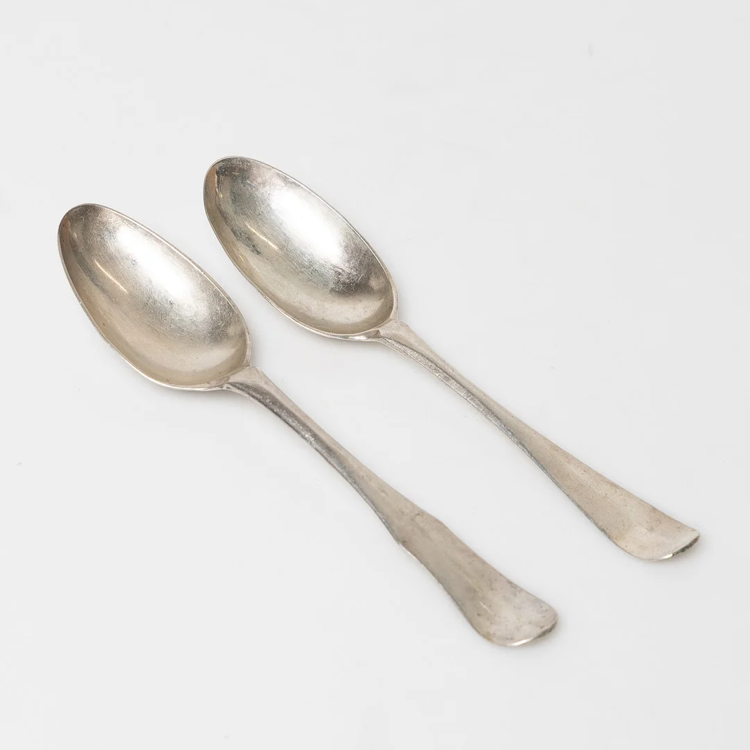 JOHAN BERGGREN, 2 st. skedar, silver. Kristianstad 1780 och 1788. — Silver — Stockholms Auktionsverk Helsingborg
