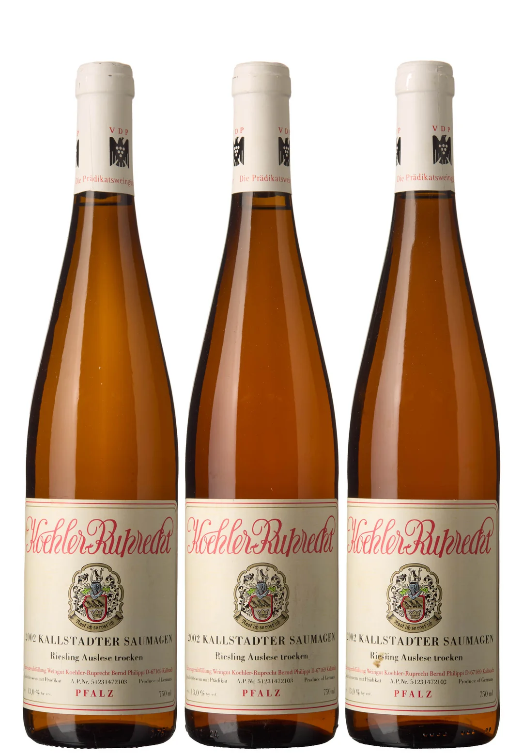 3 x Kallstadter Saumagen Riesling Auslese Trocken 2002, Koehler-Ruprecht — 3 x Kallstadter Saumagen Riesling Auslese Trocken 2002, Koehler-Ruprecht — Vin/Vin — Blomqvist