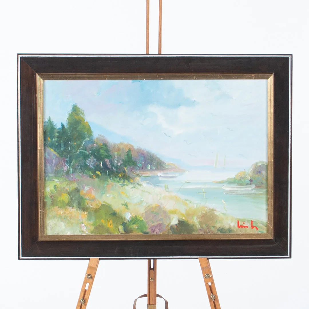 ERIK LO OHLQVIST. Olja på duk, kustlandskap, signerad. — Paintings — Laholms Auktionskammare