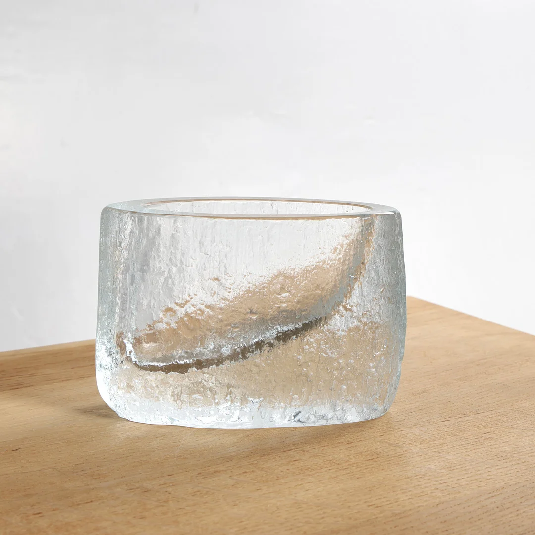 PER LÜTKEN (F. 1916, D. 1998). Oval skål af frostet glas, unika. Udført og mærket hos Holmegaard Glasværk, Danmark. — Utility glass — Woxholt Auktionshus