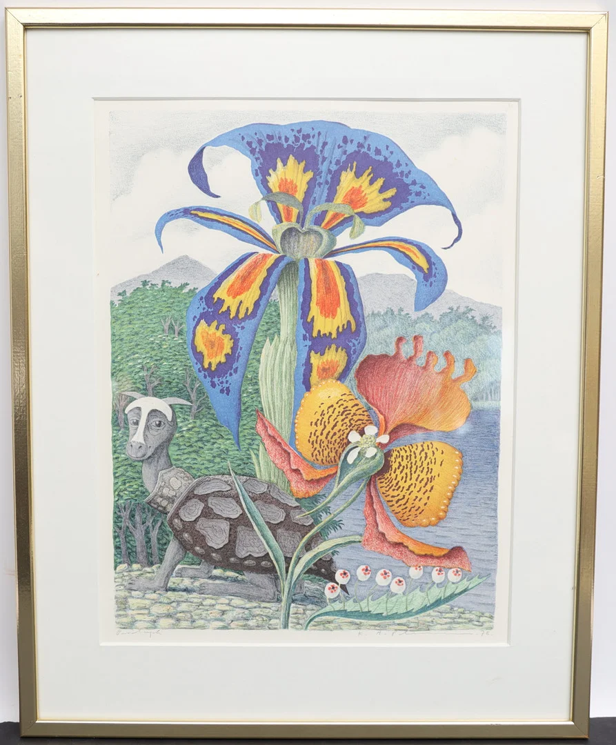 KARL AXEL PERSSON. Motiv med blomster, färglitografi, signerad och daterad 78. — Engravings & Prints — Falun Auktionsbyrå