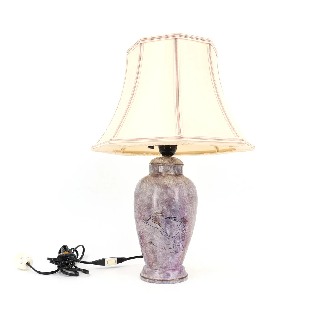 BORDSLAMPA, porslin, tygskärm, Rosenthal, Tyskland. — Table Lamps — Höganäs Auktionsverk