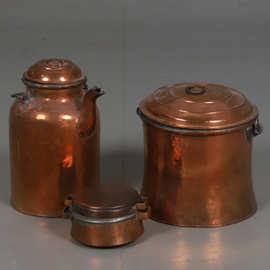 KOPPARFÖREMÅL, 3 st, 1800-tal. — Pewter, Brass & Copper — Örebro Stadsauktioner