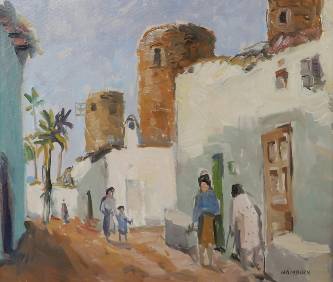 AXEL HAMBORN. Gata med figurer, olja på duk, signerad Hamborn. — Paintings — Helsingborgs Auktionskammare