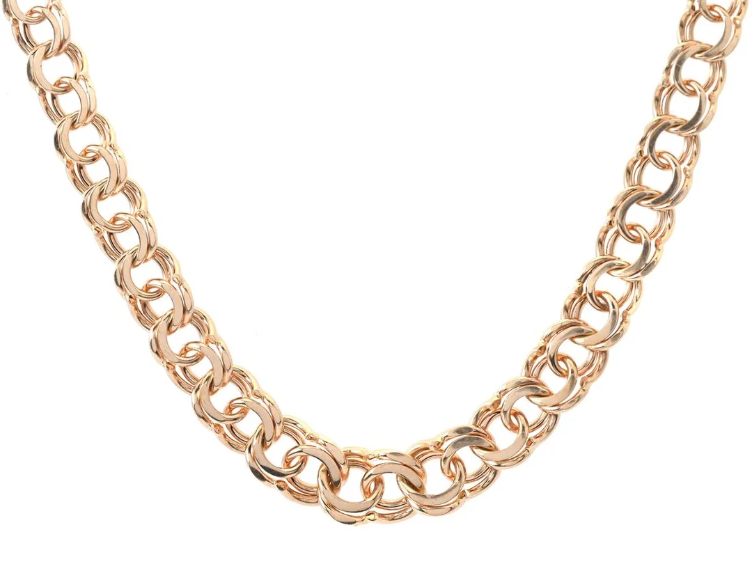 COLLIER, 18K guld, doserad bismarcklänk, 5-8 mm, längd 46 cm, vikt 30,7 g. — Smycken/Collier — Kaplans
