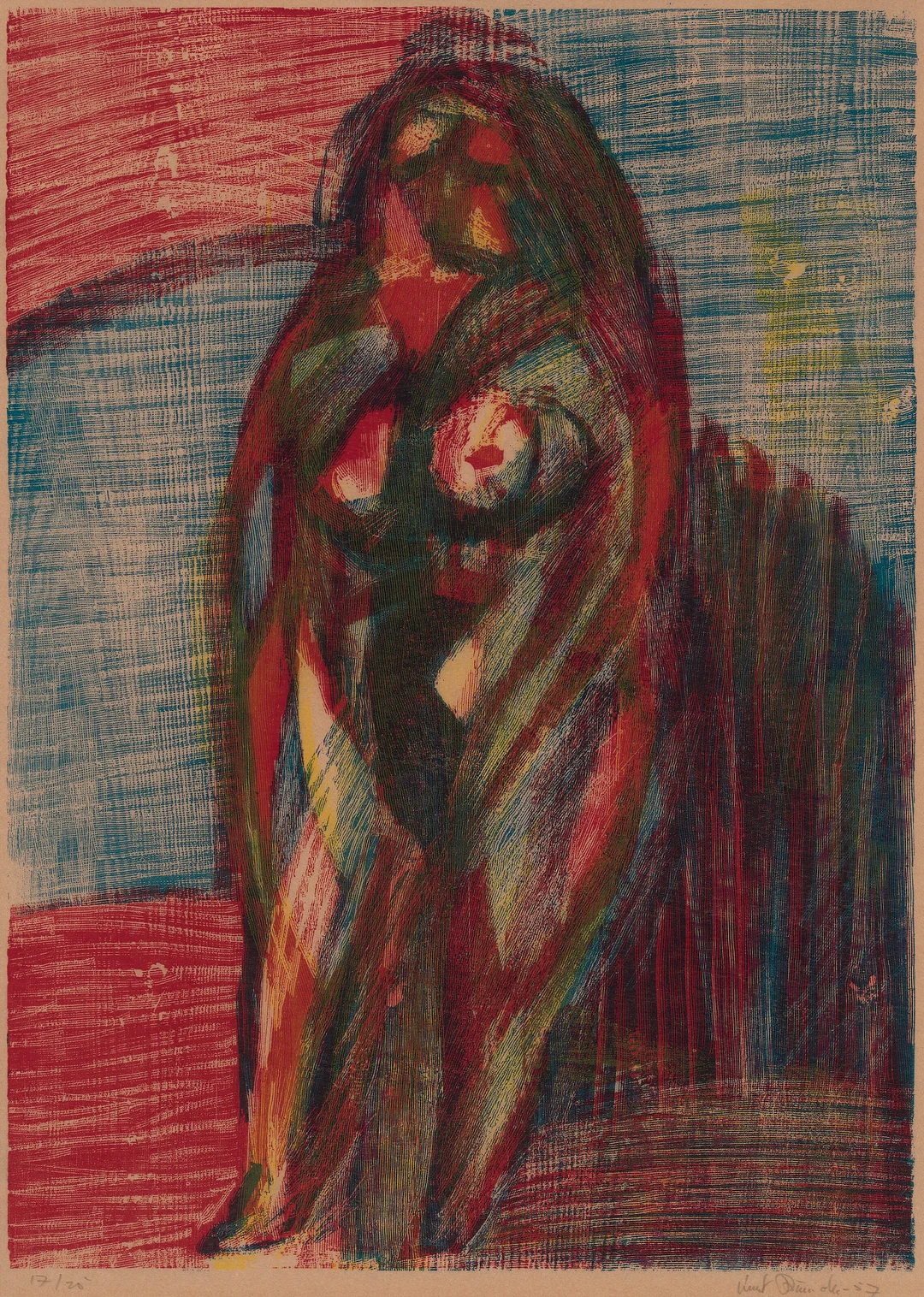 Rumohr, Knut — "Stående kvinneakt" 1957 — Kunst/Grafikk — Blomqvist