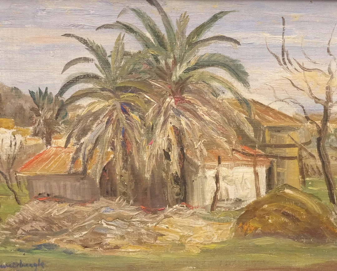 BO VON ZWEIGBERGK. "PALMER PROVENSALSK BONDGÅRD 1930", OLJA PÅ PANNÅ. — Paintings — Björnssons Auktionskammare