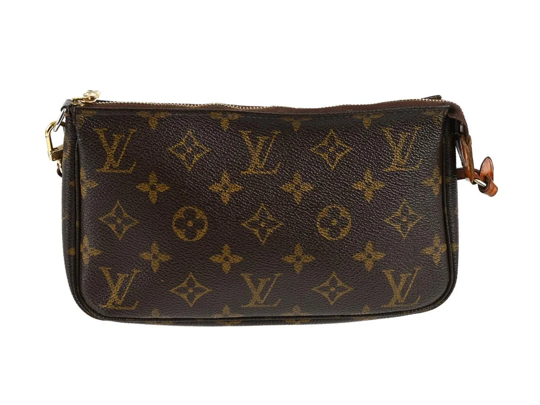 VÄSKA, LOUIS VUITTON, Pochette Accessoires, monogram canvas, guldfärgade beslag, 21x13x4 cm, märkt VI0063, år 2003, bruksslitage. — Accessoarer/Väskor — Kaplans