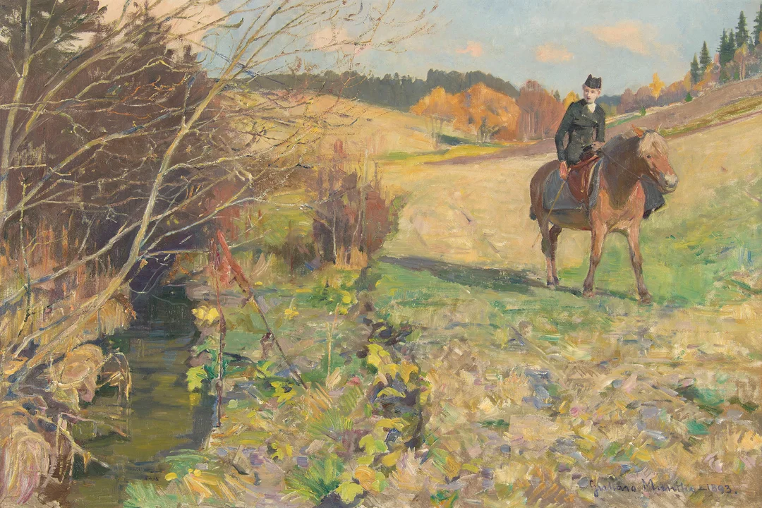 Munthe, Gerhard — Rytter i høstlandskap, 1893 — Kunst/Maleri — Blomqvist