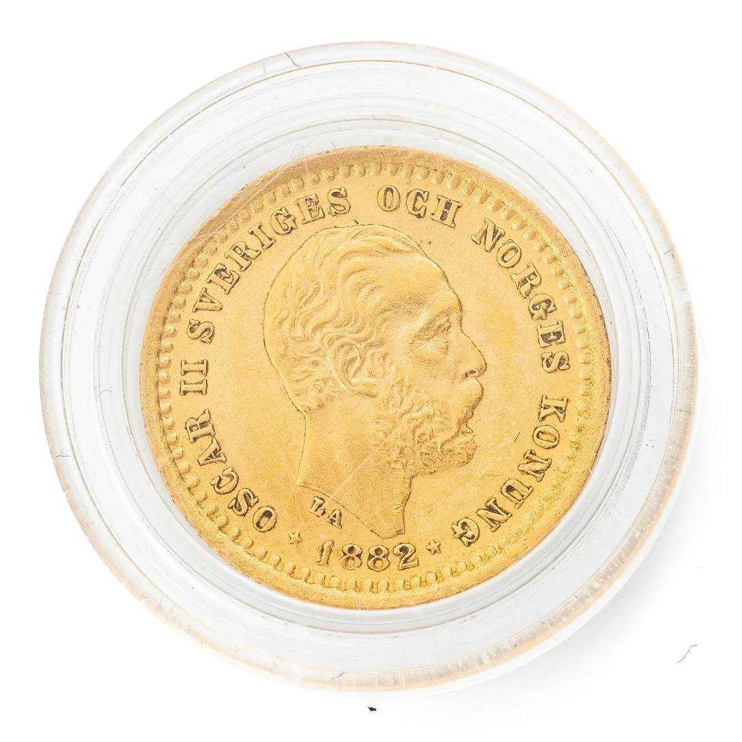Guldmynt, Sverige, Oskar II, 5 kronor, 1882. — Militaria/Mynt — Bukowskis