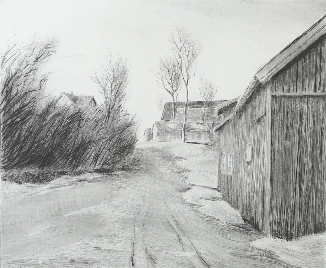 OLLE AGNELL. "Vårvinter", etsning, signerad Agnell. — Engravings & Prints — Helsingborgs Auktionskammare