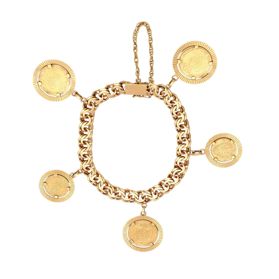 Gold bracelet with 5 pendant Spanish coins. — Bracelets — Balclis