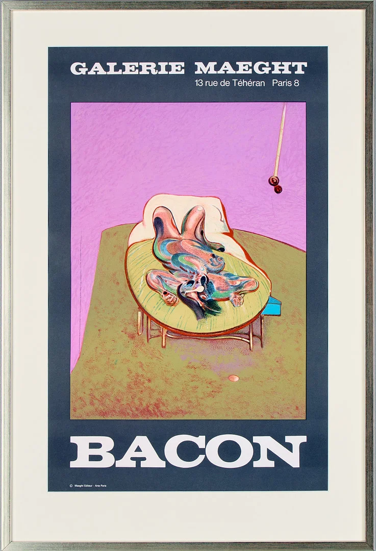 FRANCIS BACON. EFTER. "Personnage couché", utställningsaffisch för Galerie Maeght, Paris 1966. — Engravings & Prints — Uppsala Auktionskammare
