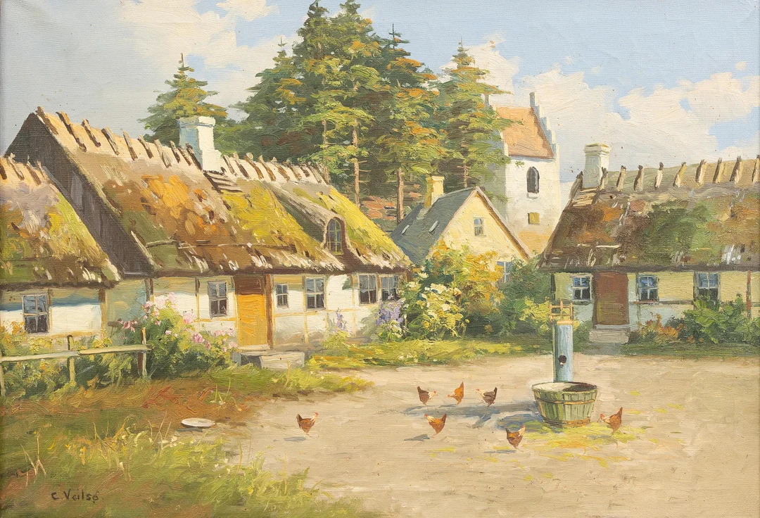 CARL VEILSØ (DANMARK, 1863-1935). VId torget, olja på duk, signerad. — Paintings — Garpenhus Auktioner
