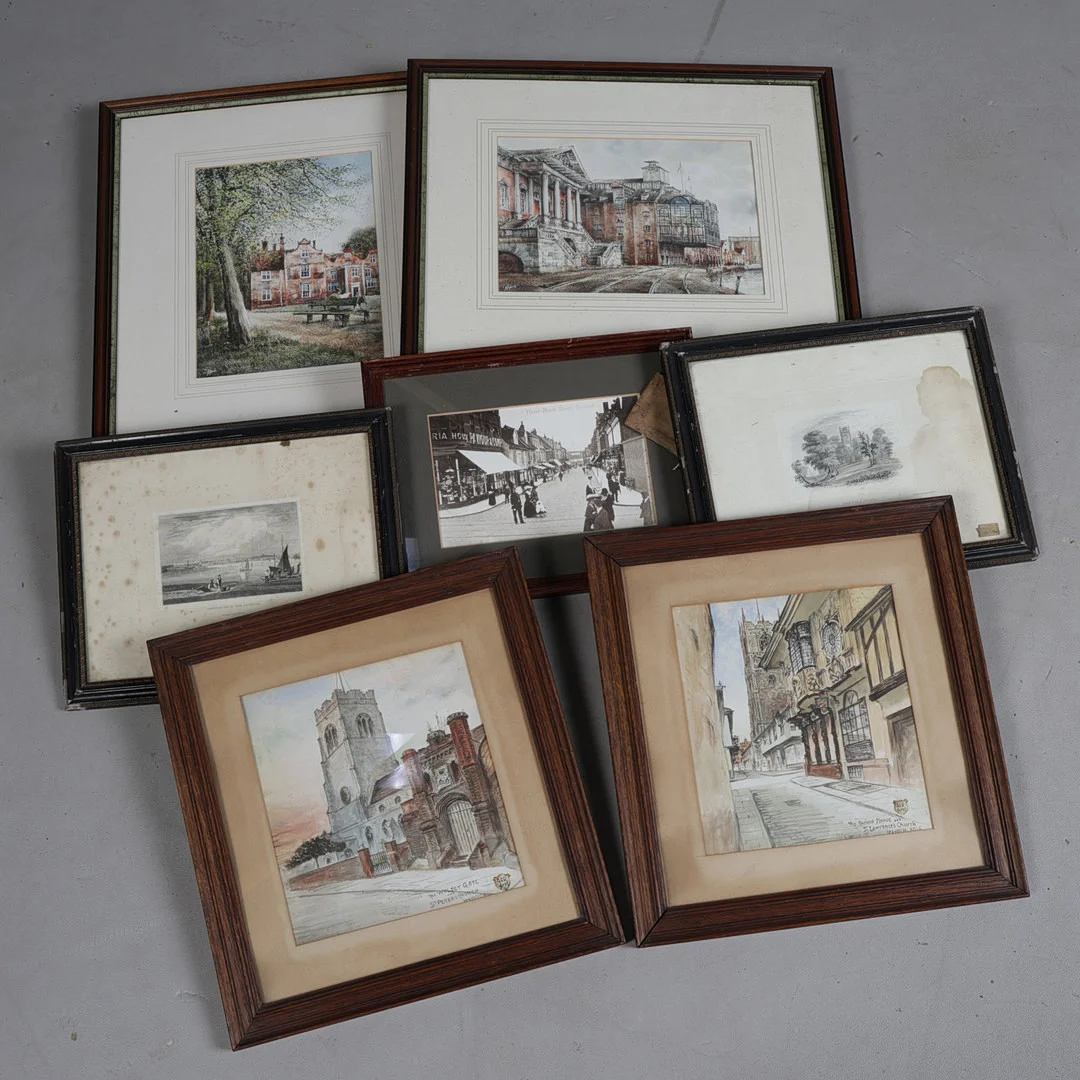 A COLLECTION OF SEVEN IPSWICH AND LOCAL RELATED WATERCOLOURS AND PRINTS (7). — Engravings & Prints — Bishop & Miller