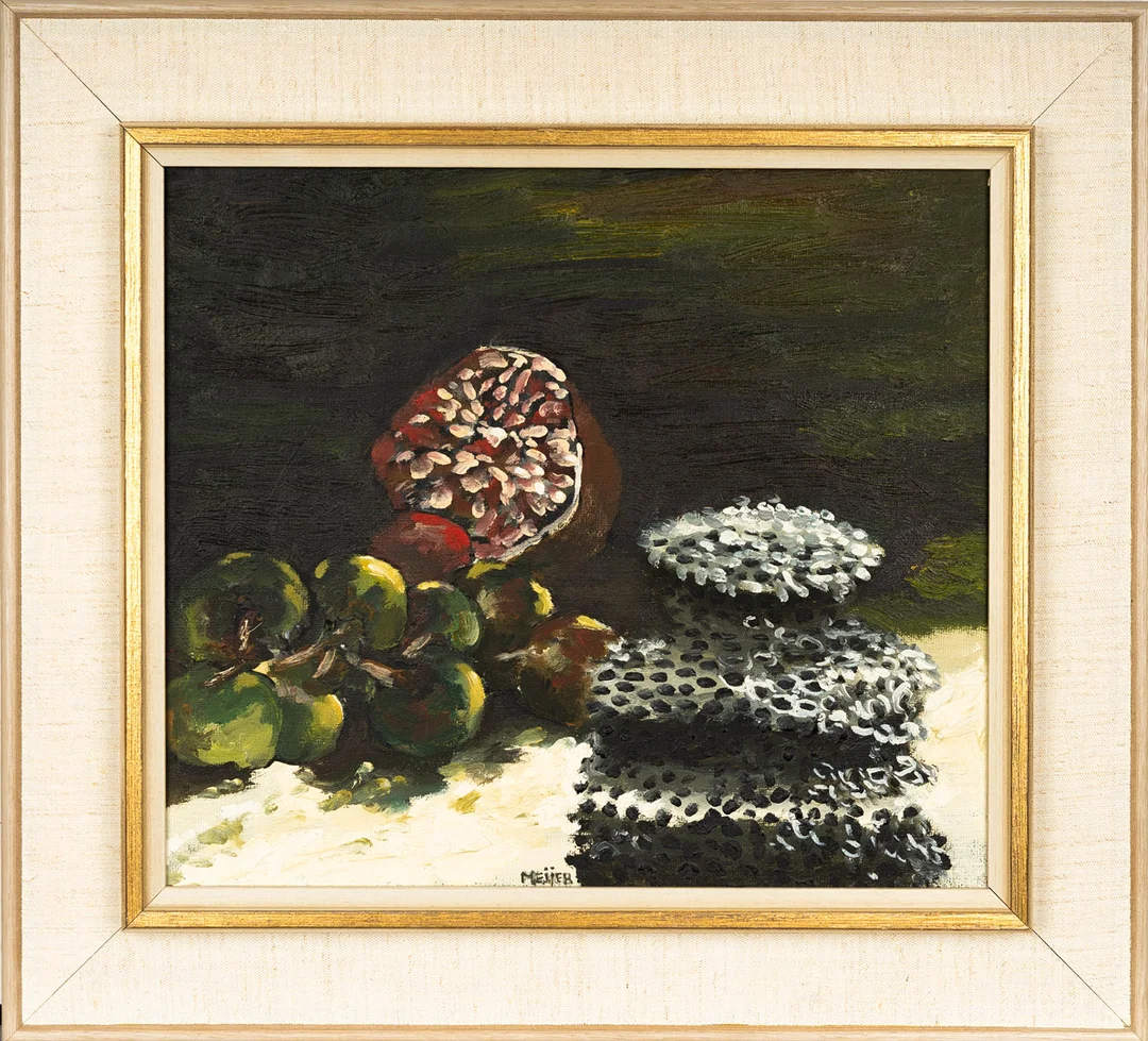 STURE MEIJER. Olja på pannå, Stilleben, Signerad och daterad 1976. — Paintings — Norrlands Auktionsverk