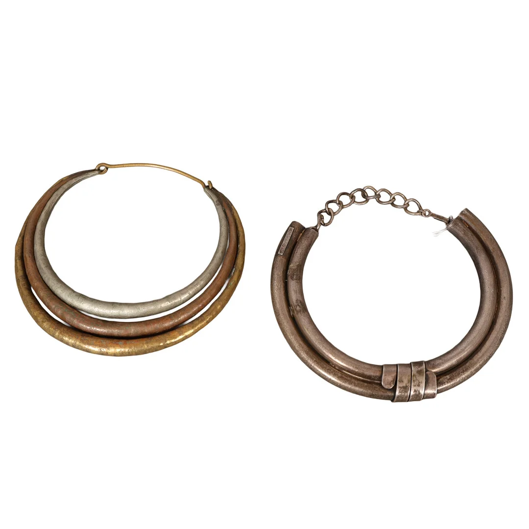 TWO UNUSUAL METAL NECKLACES (2). — Necklace — Bishop & Miller