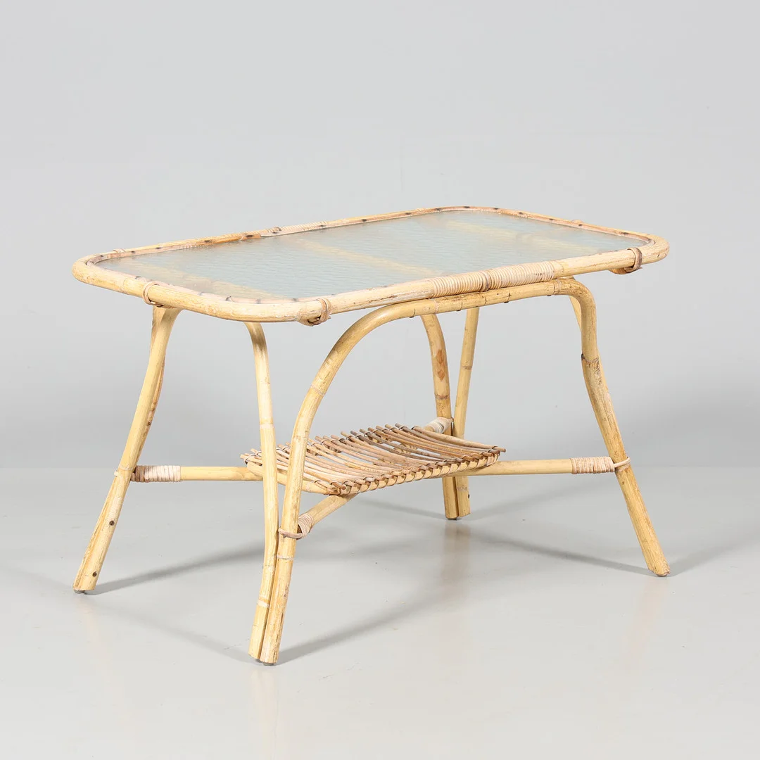 BORD, Bambu samt glas, 1900-talets andra hälft. — Garden — Borås Auktionshall