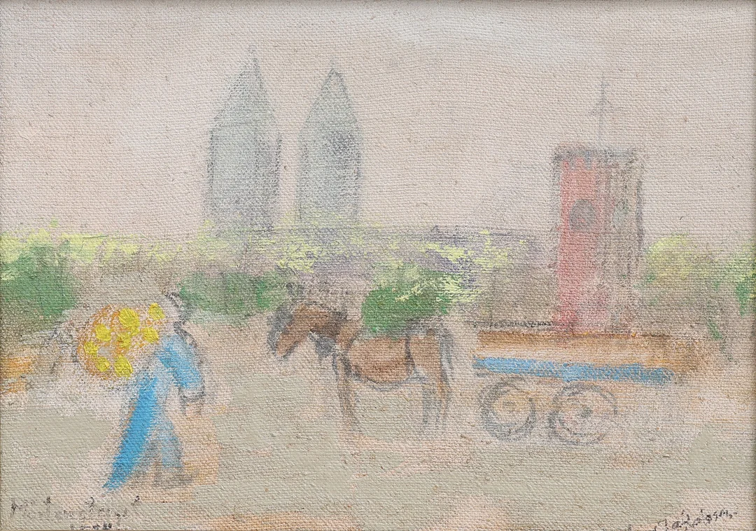 OLUF WOLMER JACOBSEN. LUND: MÅRTENSTORGET, 1934. — Paintings — Crafoord Auktioner Lund
