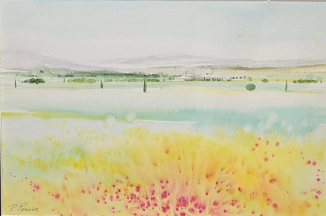 FIRMADO P. PERRIER. Paisaje, acuarela sobre papel. — Drawings — Arce Auctions