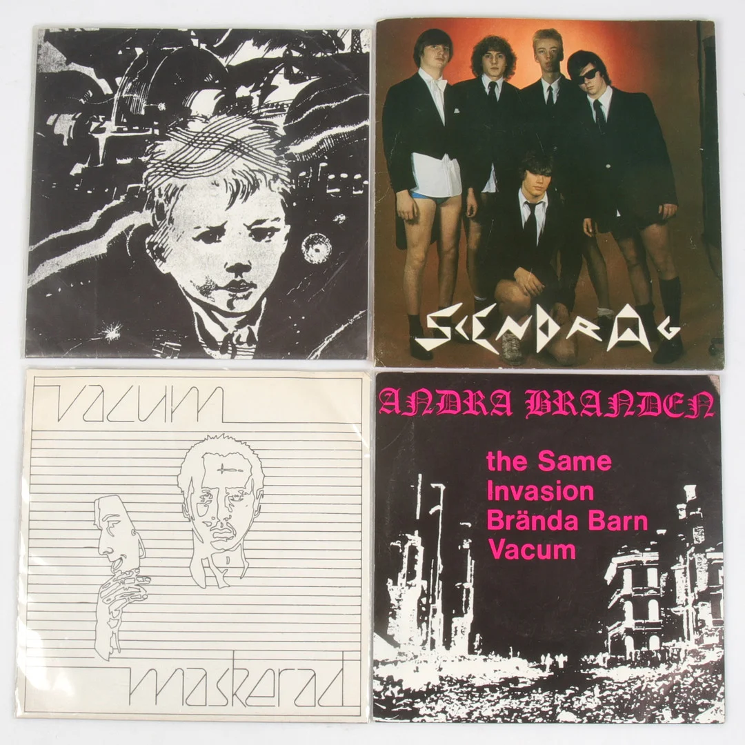SINGLAR, 4 st, punk. Bl.a. Scendrag, Vacum. Massproduktion, Sundsvall. 1980-tal. — Audio, Vinyl & Hi-Fi — Stadsauktion Sundsvall