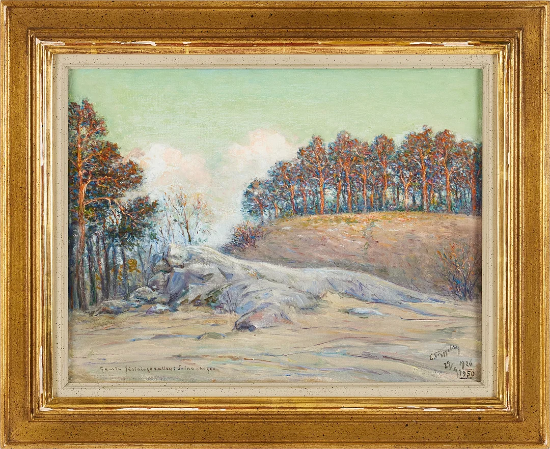 ERIK TRYGGELIN. "Gamla fästningsvallen i Solnaskogen". — Paintings — Stockholms Auktionsverk Magasin 5