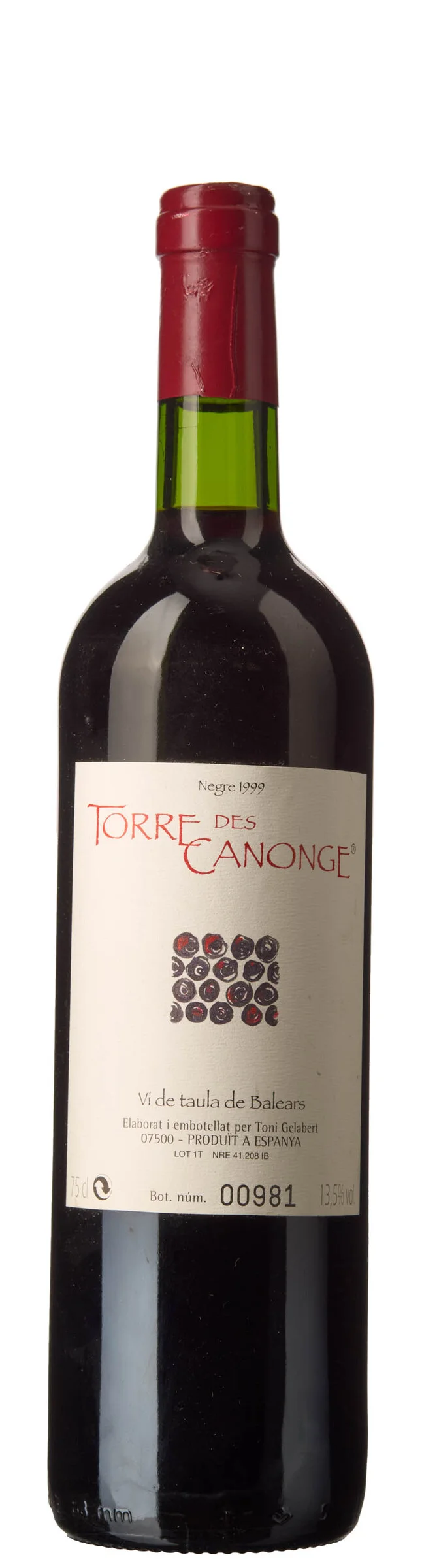 1 x Torre des Canonge Negre 1999, Toni Gelabert — 1 x Torre des Canonge Negre 1999, Toni Gelabert — Vin/Vin — Blomqvist