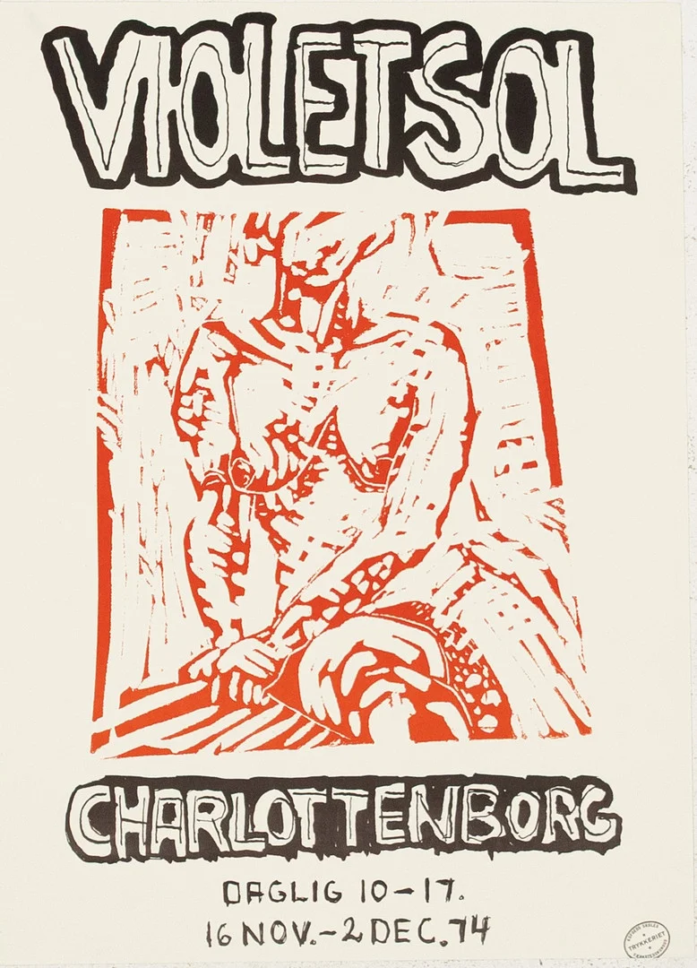 UTSTÄLLNINGSAFFISCH. Violet Sol, Charlottenborg, 1974. — Engravings & Prints — Karljohan Auktioner