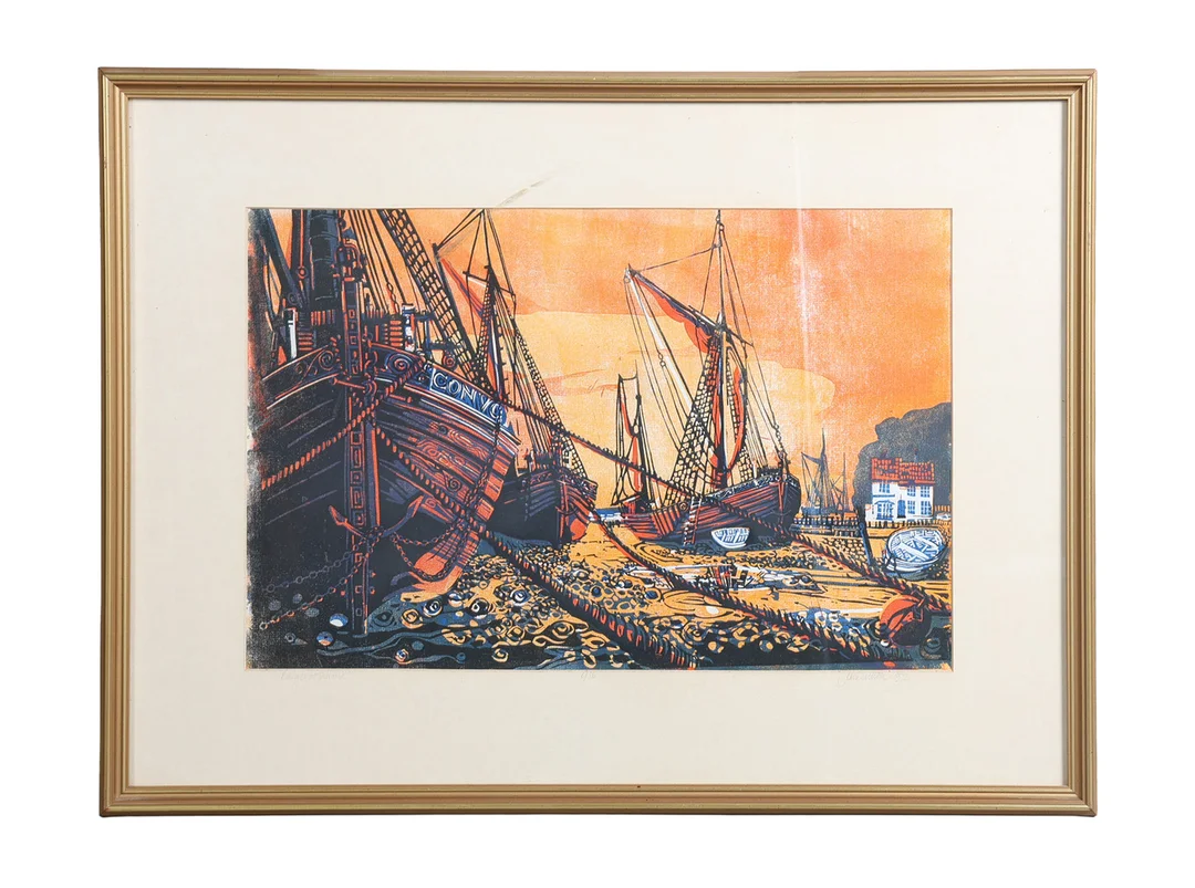 JOHN SUTTON (B.1935) BARGES AT SUNRISE. — Paintings — Bishop & Miller