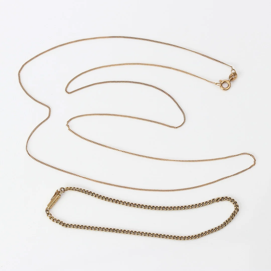 HALS- OCH ARMBAND. 14k och 18k guld, pansarlänkar. — Bracelets — Skånes Auktionsverk